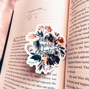 Floral Bookish Vinyl Sticker, One More Chapter Orange Literary Laptop ...