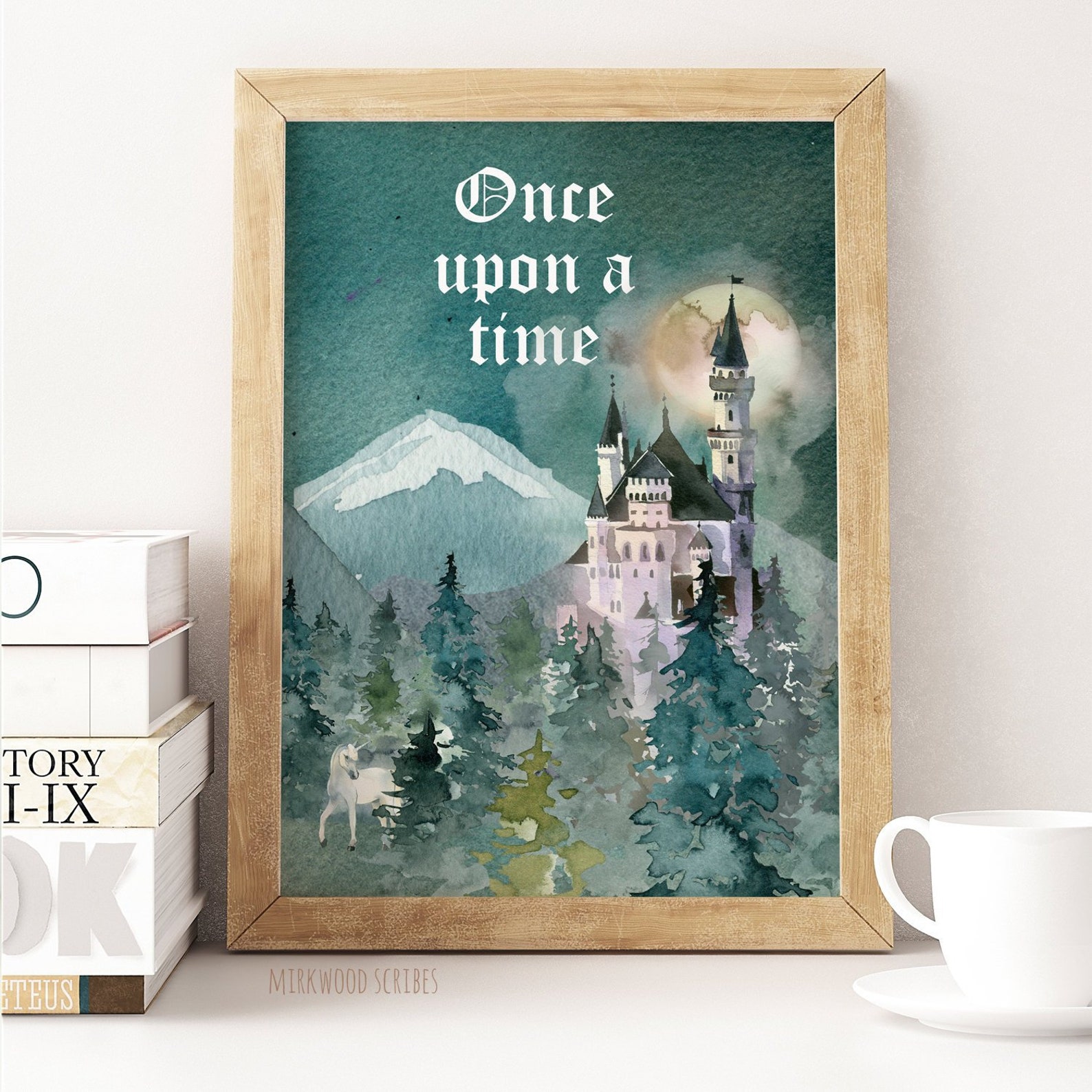 Once Upon A Time Printable Castle Wall Art Castle Unicorn | Etsy