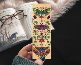 Yellow Moth Handmade Bookmark, Lunar Moth Dreamer Bookmark, Fantasy Reader Bookmarks, Gift for Reader, Bookstagram, Bookish Gift