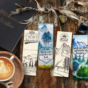 And So the Adventure Begins Printable Bookmarks, Not All Those who Wander Are Lost Bookmark, Set of 4 Outdoor Retro Wanderlust Bookmarks