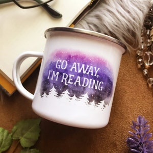 Gå bort, jag läser-mugg, boklig mugg, campingmugg, present till läsare, Bookstagram-mugg, campingbokälskare-mugg bild 2