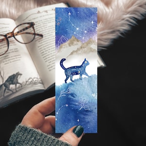 Constellation Cat Watercolor Bookmark, Galaxy Celestial Zodiac Cat, Mystic Cat Print Animal Lover Gift, Cat Lover Gift