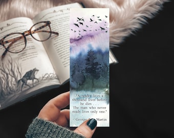 Literary Gift, Fantasy Book Lover Watercolor Bookmark, GRRM Quote, Forest Bookmark, Reader Gift