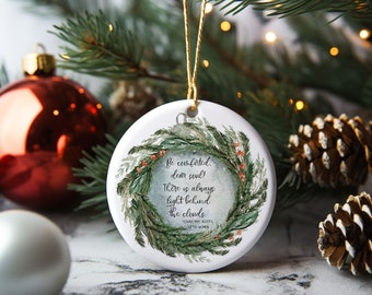 Little Women Comfort Quote Literary Christmas Ceramic Ornament, Louisa May Alcott Holiday Decor, Watercolor Christmas Ornament
