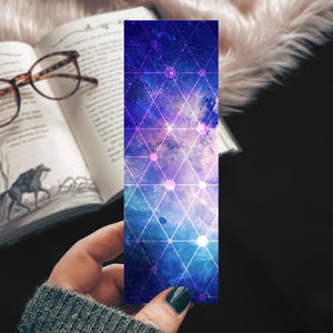 Galaxy Bookmark, Stars Geometric Bookmark, Gift for Reader, Teen Gift, Cosmic Astrology Mystic Handmade Watercolor Bookmark Set