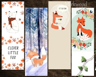 Printable Fox Bookmarks |  Cute Little Fox Instant Download Bookmarks |  Woodland Shower Favors |  Foxes, Fox Party, Shower