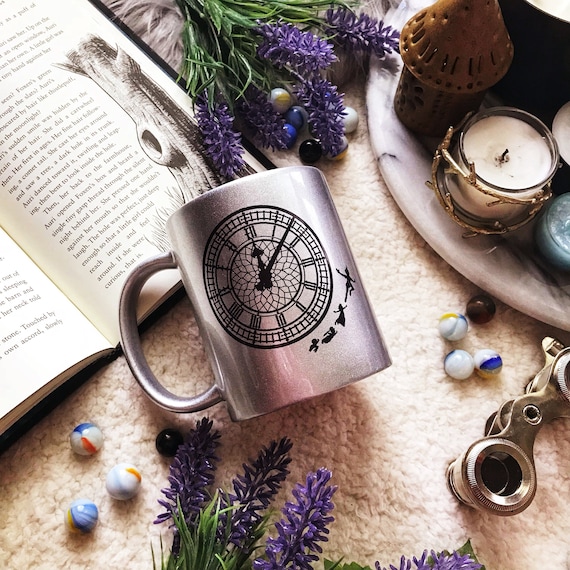 Peter Pan Silver Mug, Metallic Silver Second Star to the Right Coffee Mug, Neverland Gift, Bookish Mug with Peter Pan, Literary Gift