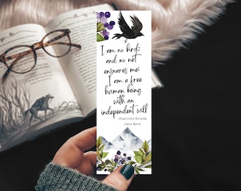 Jane Eyre Quote Bookmark, Watercolor Women Empowerment Literary Gift, Bookworm Gifts for Her, Handmade Unique Gift
