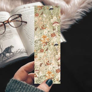 Mushrooms and Snails Pattern Bookmark, Watercolor Bookworm Gift, Handmade Forest Gift for Self-Care Enthusiasts, Mushroom Bookish Summer