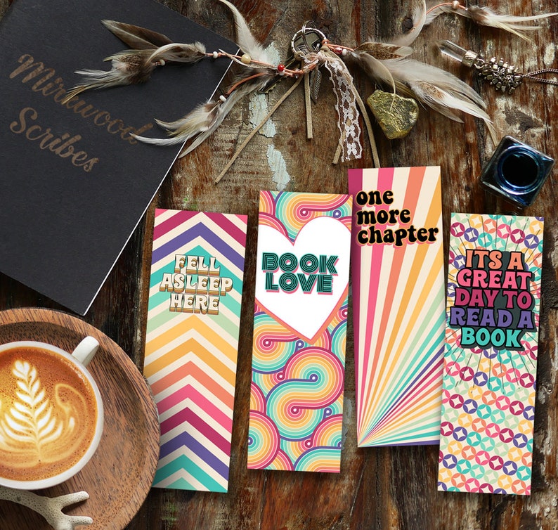 book love rainbow retro bookmark rainbow 70s aesthetic etsy