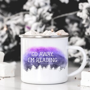 Gå bort, jag läser-mugg, boklig mugg, campingmugg, present till läsare, Bookstagram-mugg, campingbokälskare-mugg bild 3