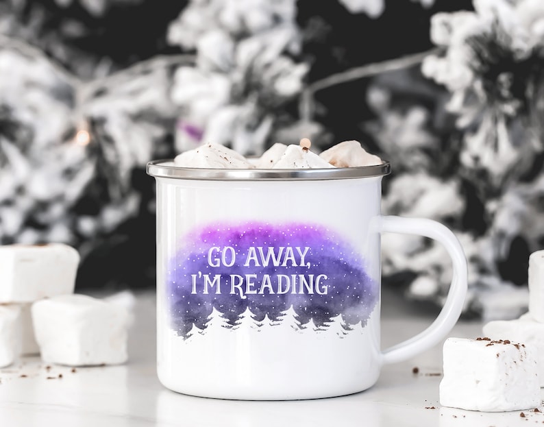 Gå bort, jag läser-mugg, boklig mugg, campingmugg, present till läsare, Bookstagram-mugg, campingbokälskare-mugg bild 3