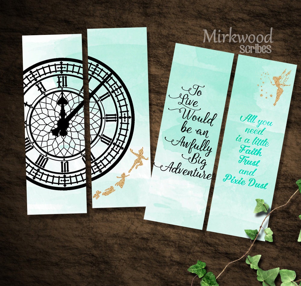 Peter Pan Bookmarks Neverland Bookmarks Set of 4 Printable | Etsy