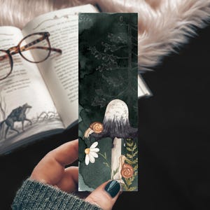 Forest Mushroom Bookmark, Watercolor Bookworm Gift, Handmade Forest Gift for Self-Care Enthusiasts, Snail Bookish Summer Bookmark Set
