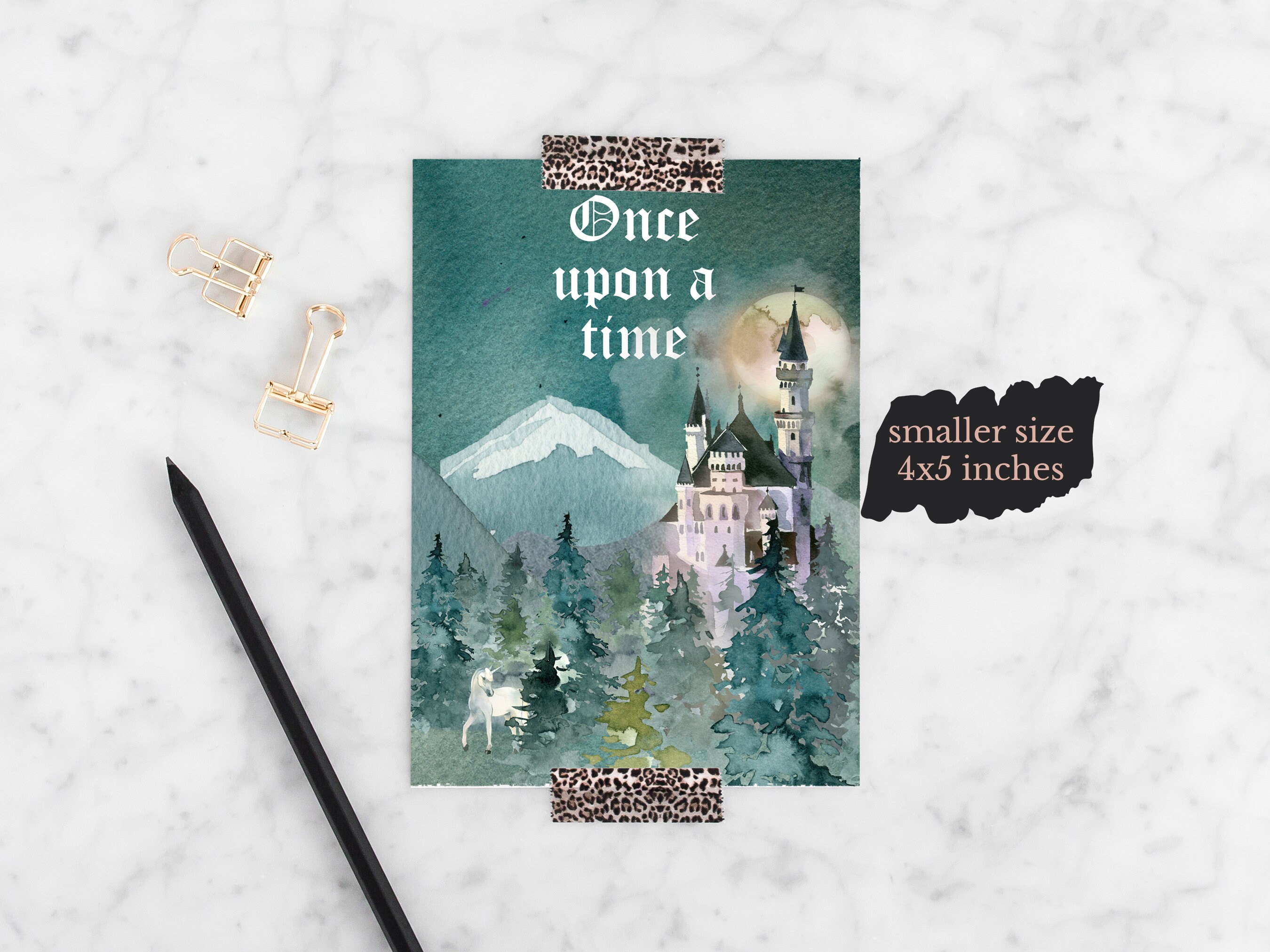 Once Upon A Time Art Print, Castle Watercolor Unicorn Bedroom Decor ...