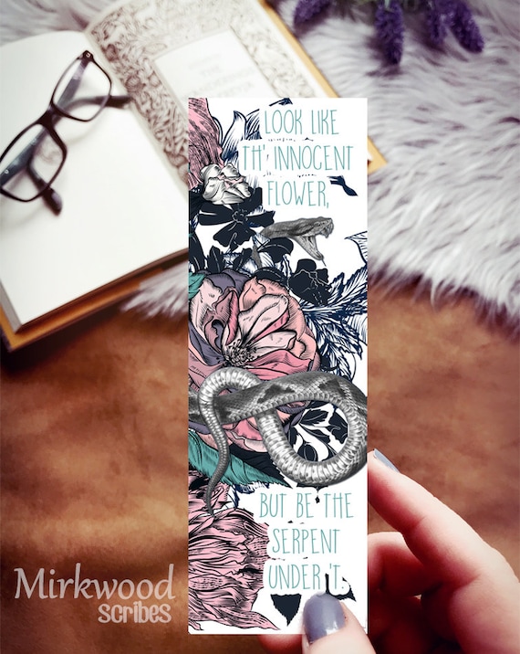 Macbeth Bookmark, Be the Serpent Quote, Literary Snake Bookmark, Halloween Bookmark, Empowerment Quote