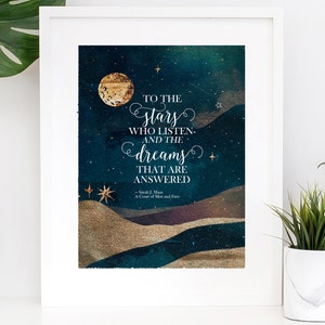 Stampa artistica ACOMAF, citazione acquerello sulla galassia sui sogni, arredamento per la casa ACOTAR, regalo per lettori, stampe libresche, cartolina