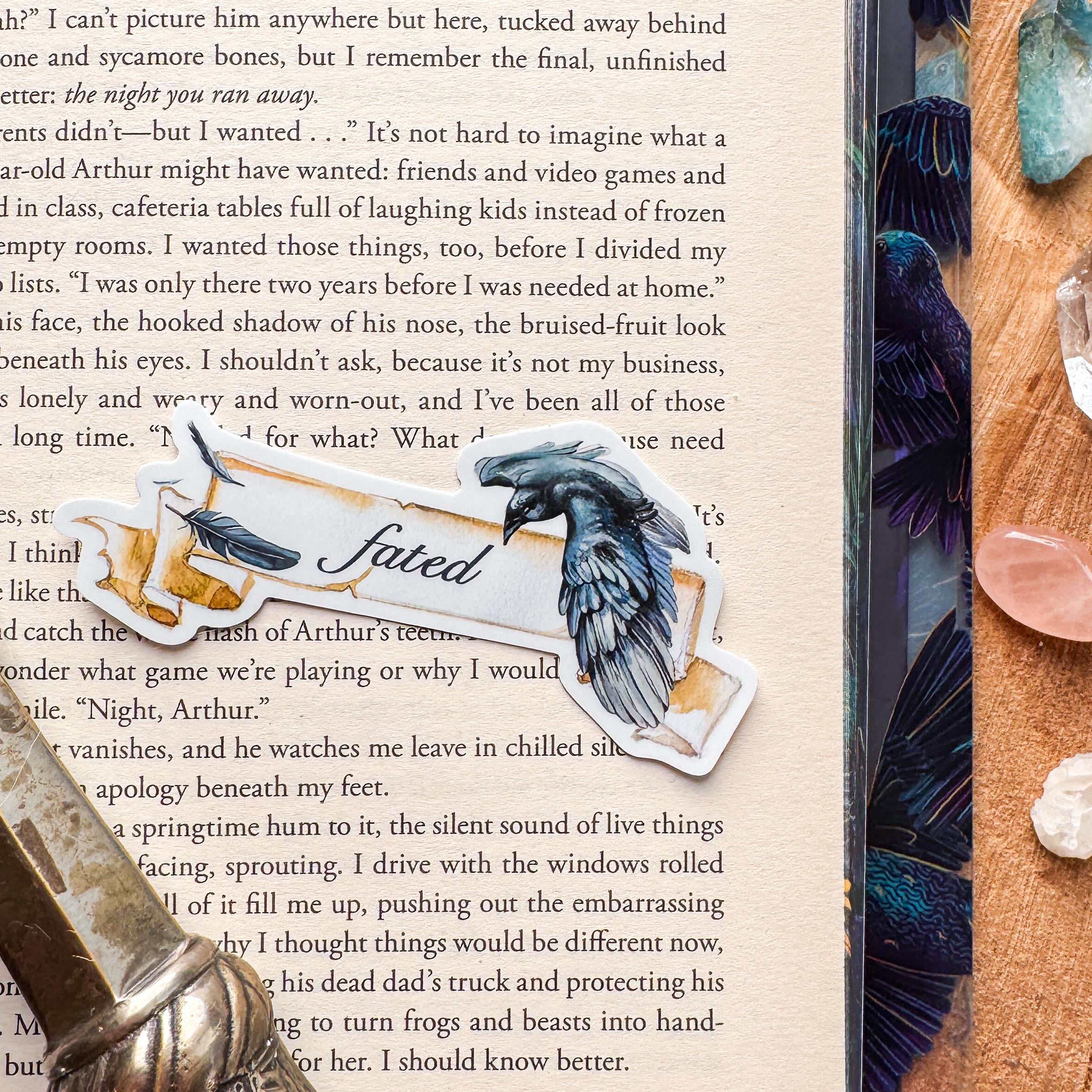Fated Raven Fated Romantasy Watercolor Raven Sticker, Vinyl Scroll Literary Laptop ...