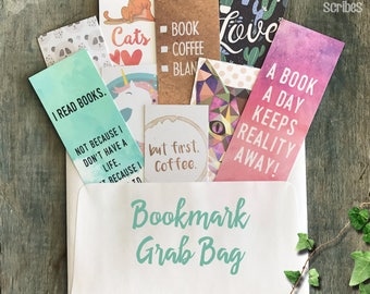 Random Bookmark Grab Bag, 9 Random Pretty Handmade Bookmarks, Reader Surprise Gift, Gift under 15,