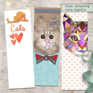 Cats Bookmark Bundle, Cat Lover Gift, Cat and Kitty Lover Book Accessory, Daughter Gift, Stocking Stuffer, Cat Gift