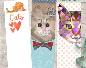 Cats Bookmark Bundle, Cat Lover Gift, Cat and Kitty Lover Book Accessory, Daughter Gift, Stocking Stuffer, Cat Gift
