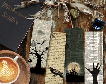 Marque-pages effrayants d'Halloween, octobre effrayant Halloween sur le thème, signets imprimables en téléchargement immédiat, cadeaux d'Halloween
