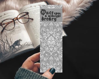 Edgar Allen Poe The Raven Nevermore Bookmark, Once Upon A Midnight Dreary, Literary Gift, Literary Bookmark, Gothic Poetry Handmade