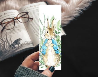 Adorable Peter Rabbit Bookmark, Beatrix Potter's Peter Rabbit Bookmarker, Easter Basket Gift, Spring Gift for Son, Literary Printed Art