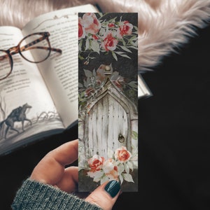 Fairy Gate Bookmark, Handmade Dark Fantasy Reader Gift, Floral Print Fae Romance Bookmarks