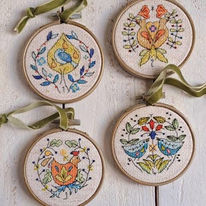 Set 1 - 12 DAYS of CHRISTMAS. Tree Ornaments / baubles. Set of 4 - PDF Cross stitch chart / pattern - Instant download.
