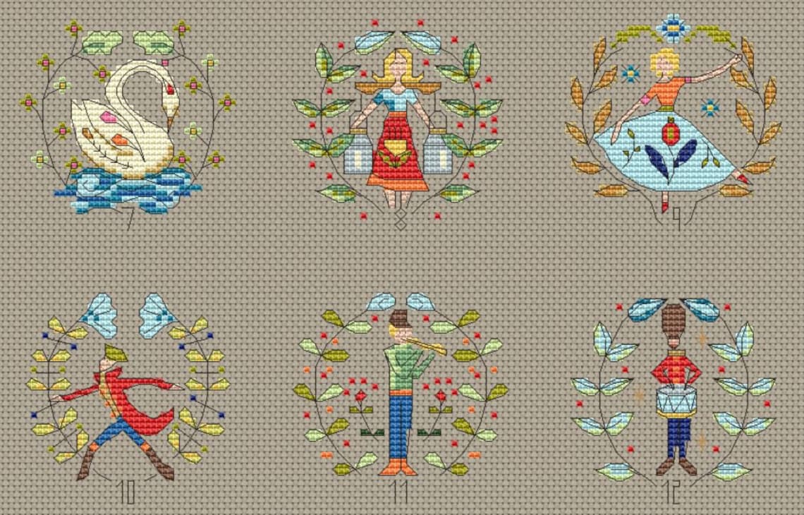 12 DAYS of CHRISTMAS PDF Cross stitch chart / pattern | Etsy