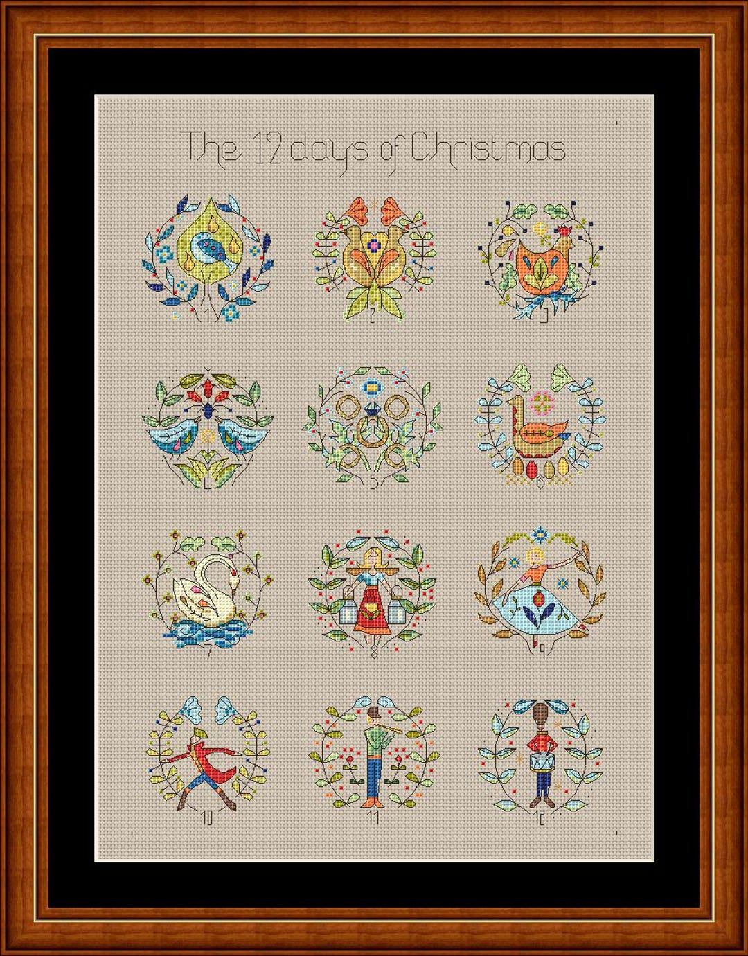 12 DAYS of CHRISTMAS PDF Cross Stitch Chart / Pattern - Instant ...