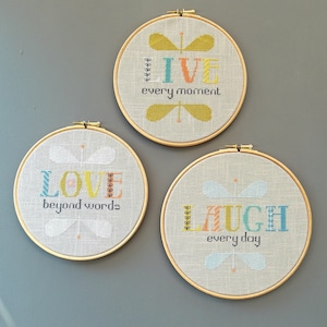 Live Love Laugh - PDF Kreuzstich Vorlage / Stickmuster.