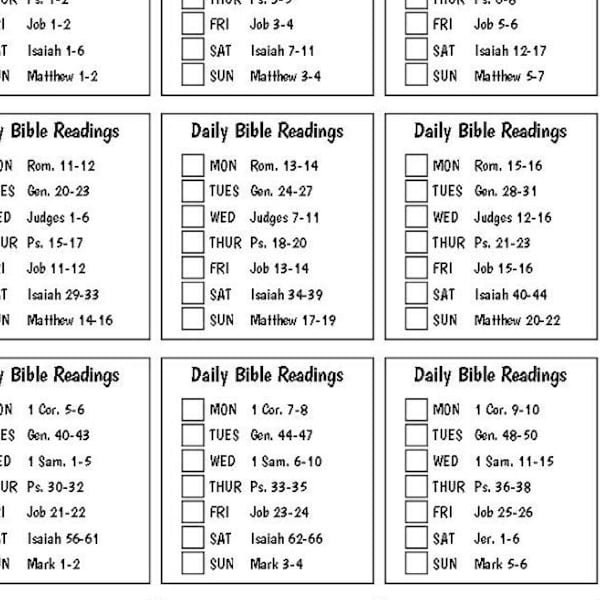 Plan de lecture de la Bible imprimable | Bible par section en un an