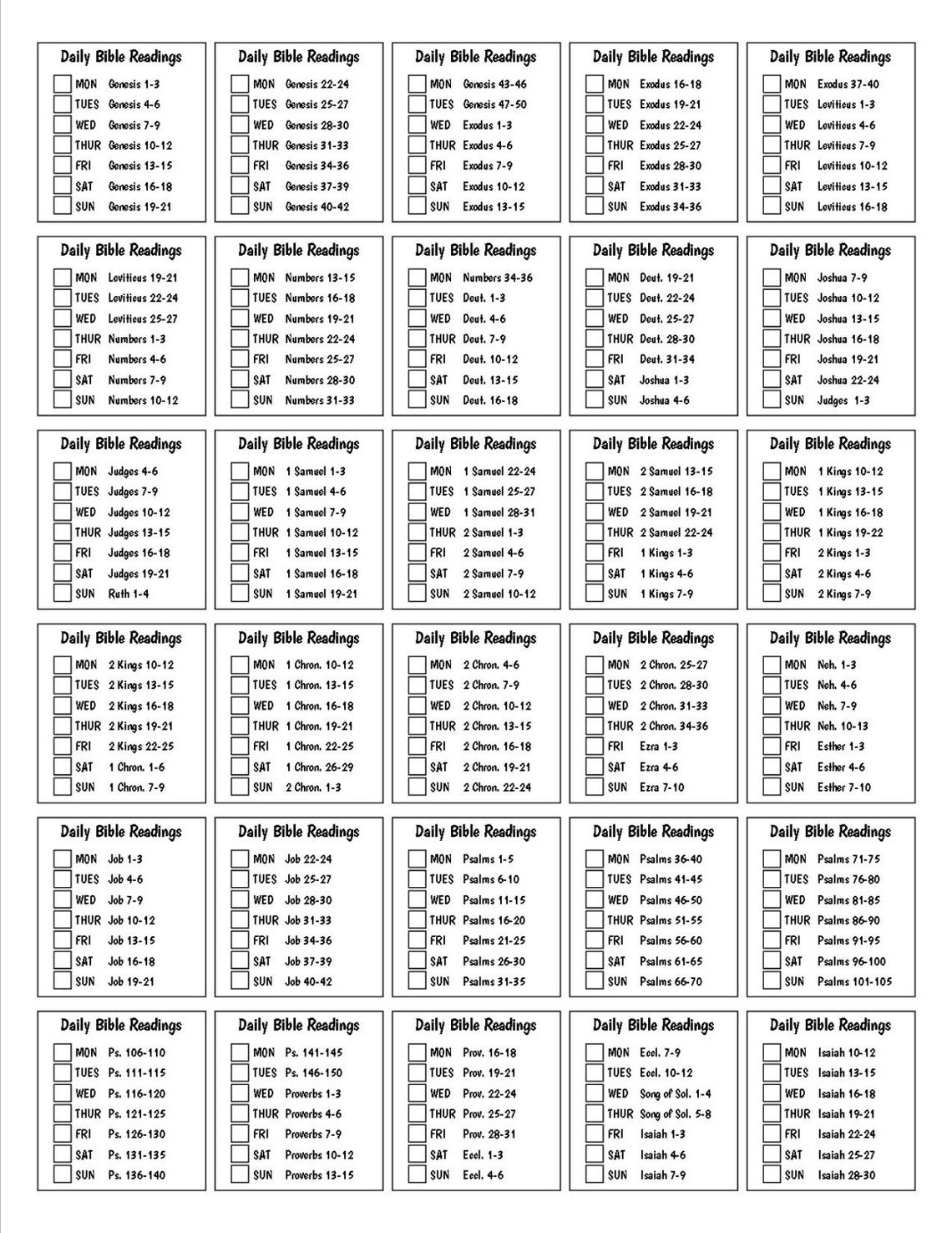 Printable Bible Reading Plan Cover to Cover Bible Reading in One Year image 1