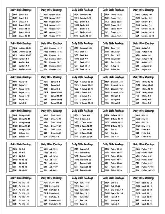 Daily Bible Reading Chart One Year