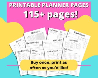 Printable Planner Bundle: 120+ Pages, Daily, Weekly, Monthly (Digital Download)