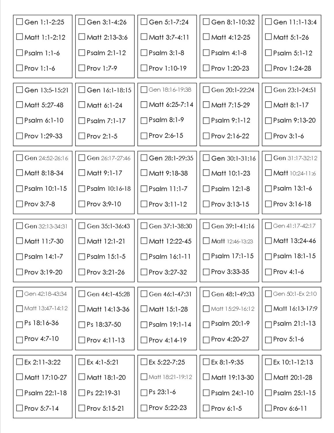 Printable Bible Reading Plan Read the Bible in One Year Etsy