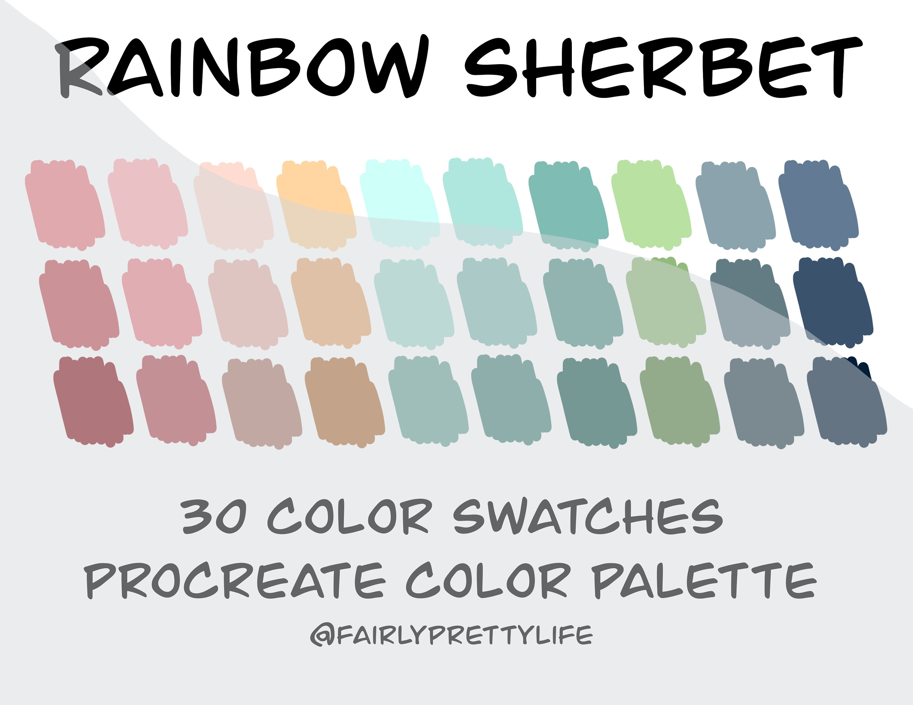 Rainbow Sherbet Color Palette Procreate Palette Color Etsy Australia