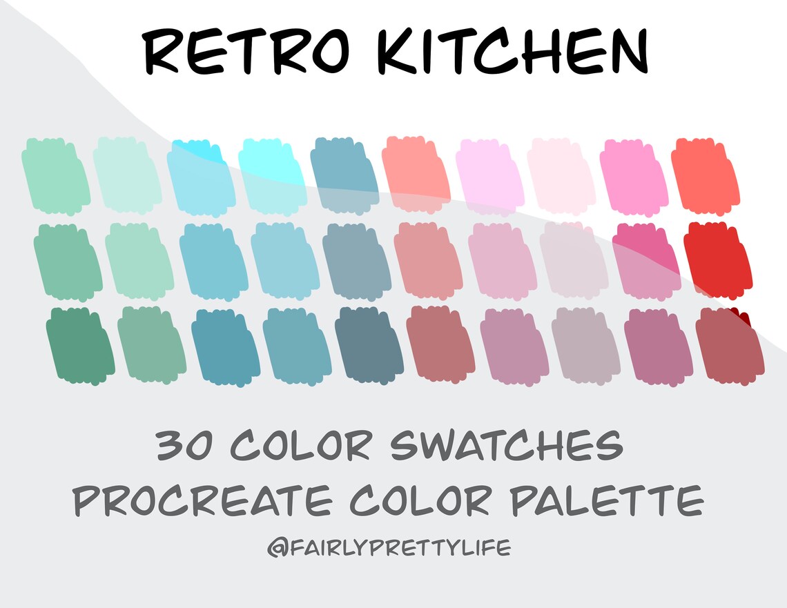 Retro Kitchen Color Palette Procreate Palette Color Swatch Etsy