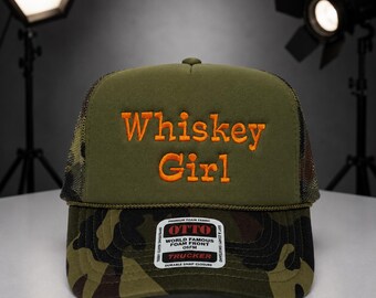 Whiskey Girl Retro  Embroidered Retro Trucker Hat - Otto Cap