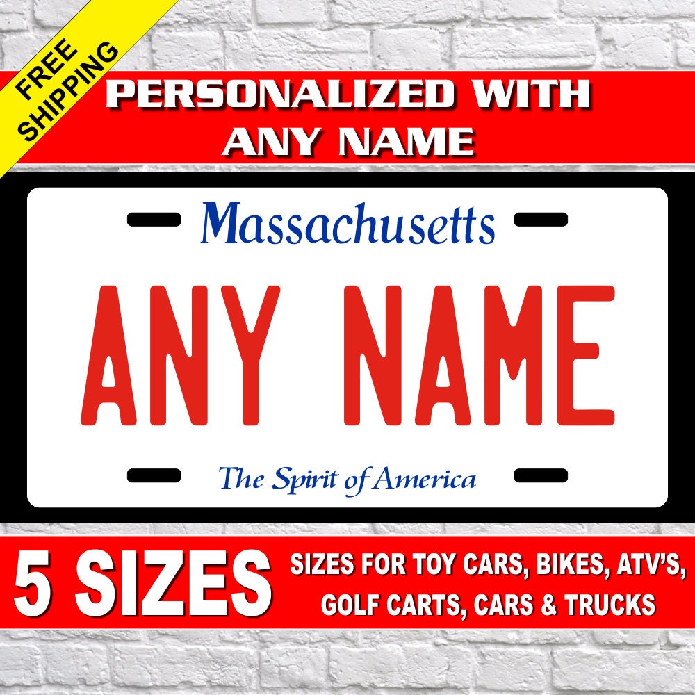 Personalized Massachusetts Novelty License Plates 5 Sizes Etsy