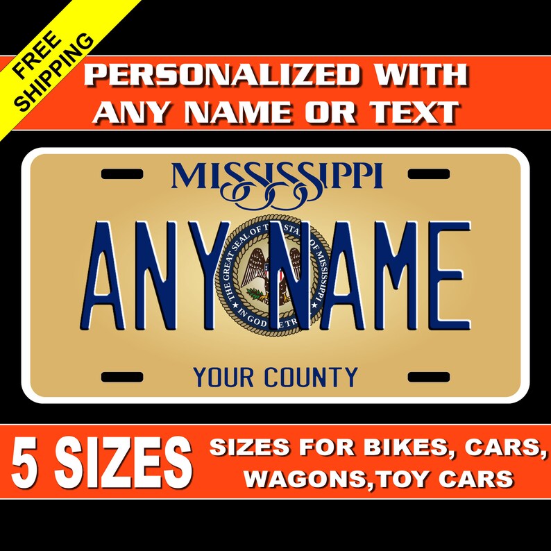Personalized Mississippi Novelty License Plates 5 Sizes for Etsy