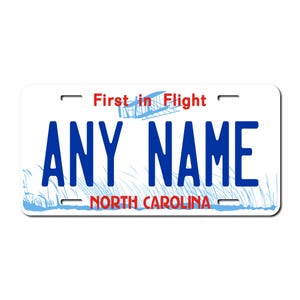 Personalized North Carolina Souvenir License Plates - Sizes for toy cars, wagons, bikes, scooters, Key Rings (Ver 1) Choose size and Text