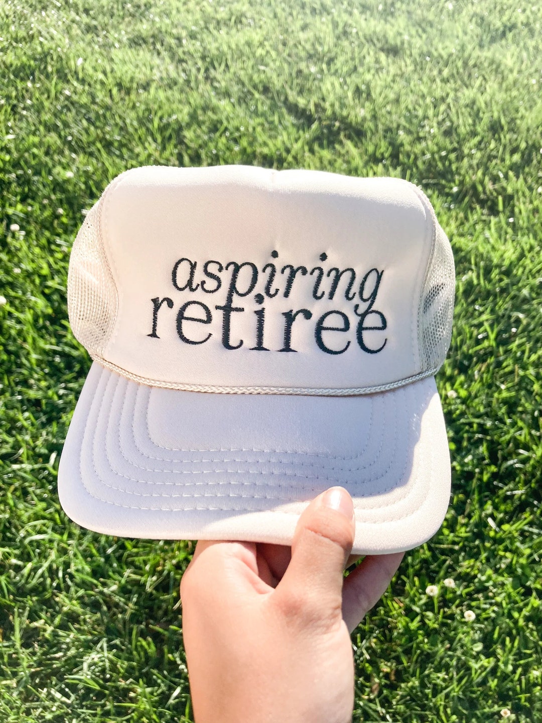 Aspiring Retiree Embroidered Trucker Hat Etsy