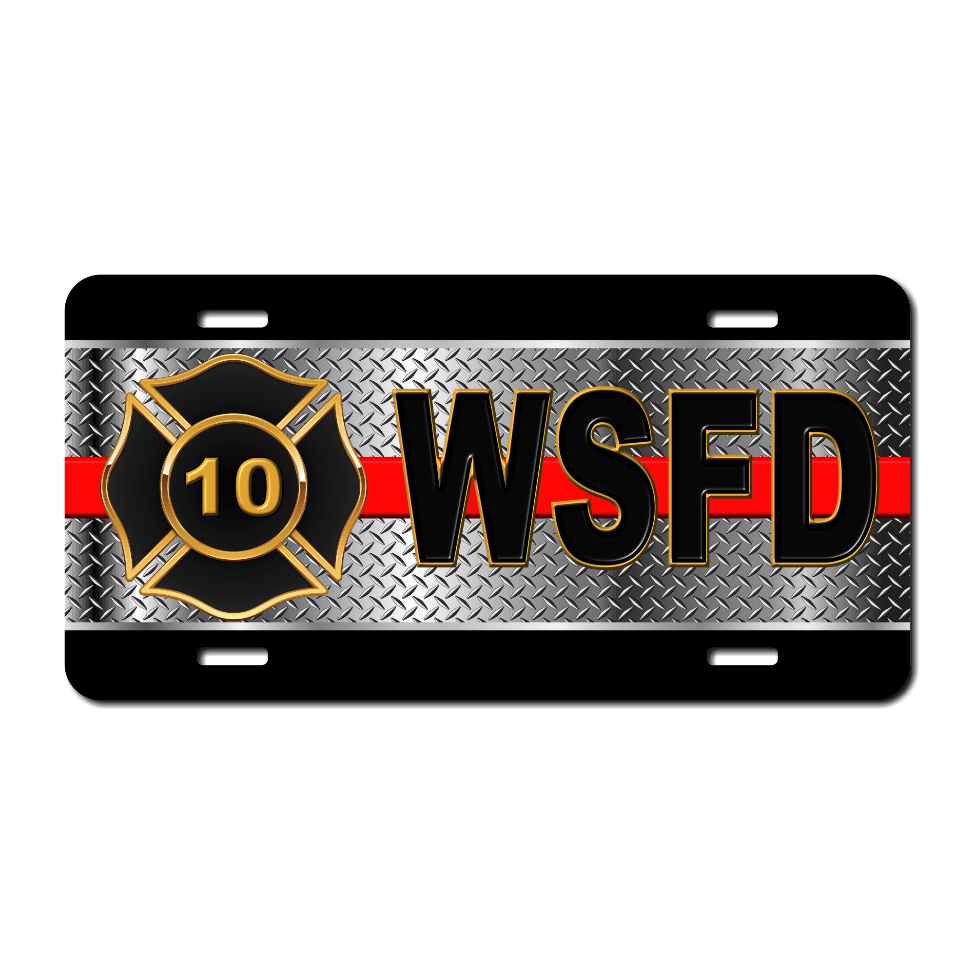 Personalized Fire Department License Plate - Custom Printed with your Department and station / radio number