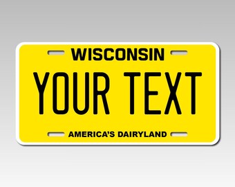 Personalized Wisconsin Souvenir License Plates - Sizes for ATV's, Golf Carts, Bikes, Bicycles and more