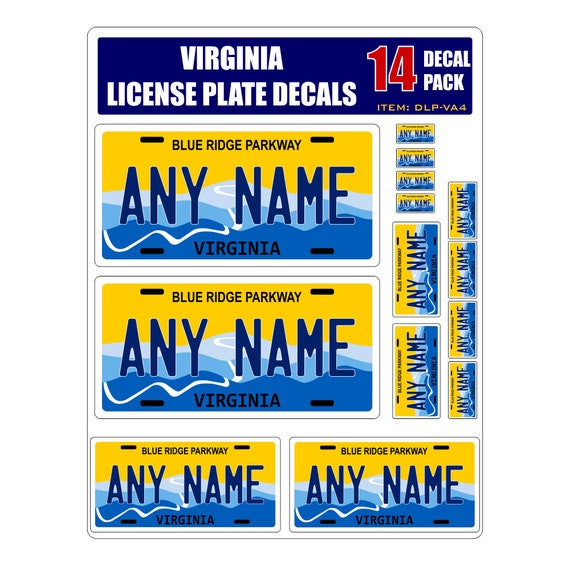 Personalized Virginia License Plate Decals Stickers Version Etsy