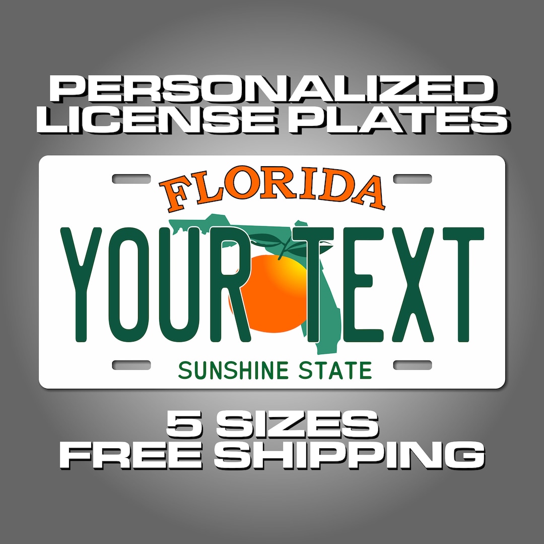 Personalized Florida Novelty License Plates 5 Sizes for Toy Cars