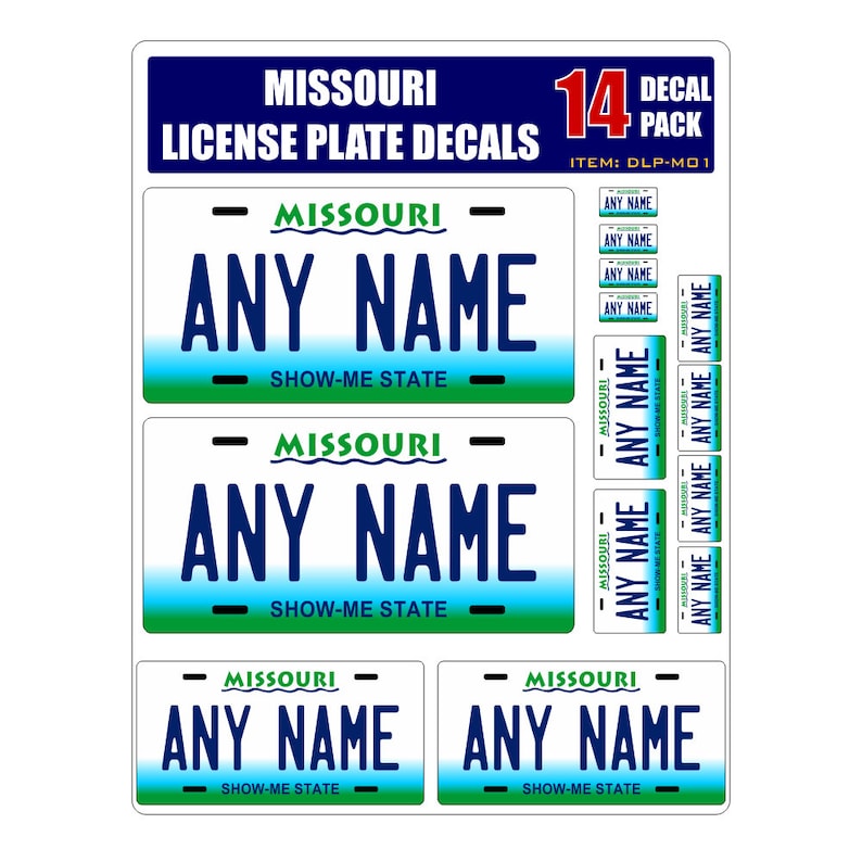 Personalized Missouri License Plate Decals Stickers Version Etsy
